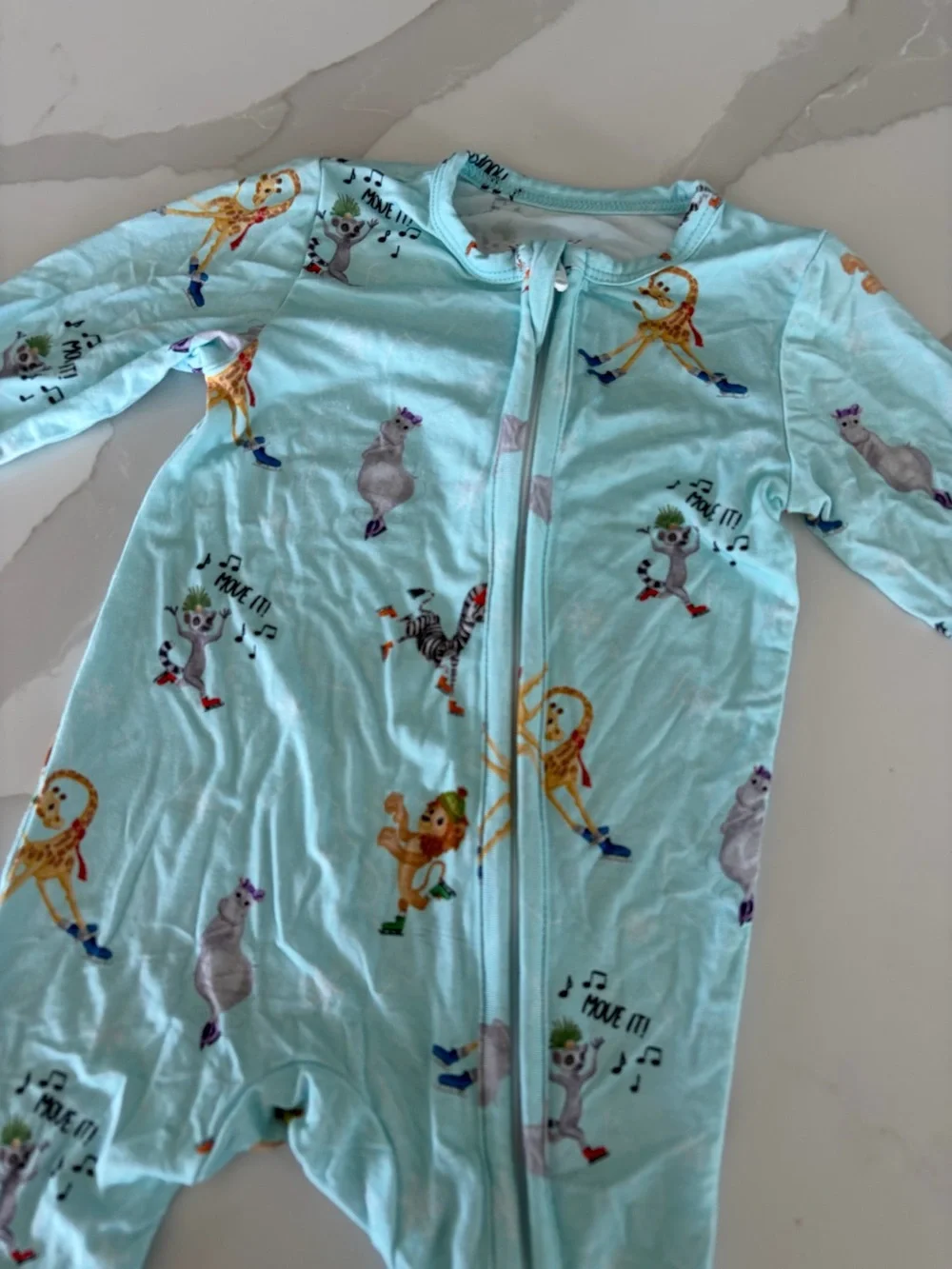 Meraki Hollow Move It Animals Dancing Print Bamboo Zippy Sleeper 3-6M